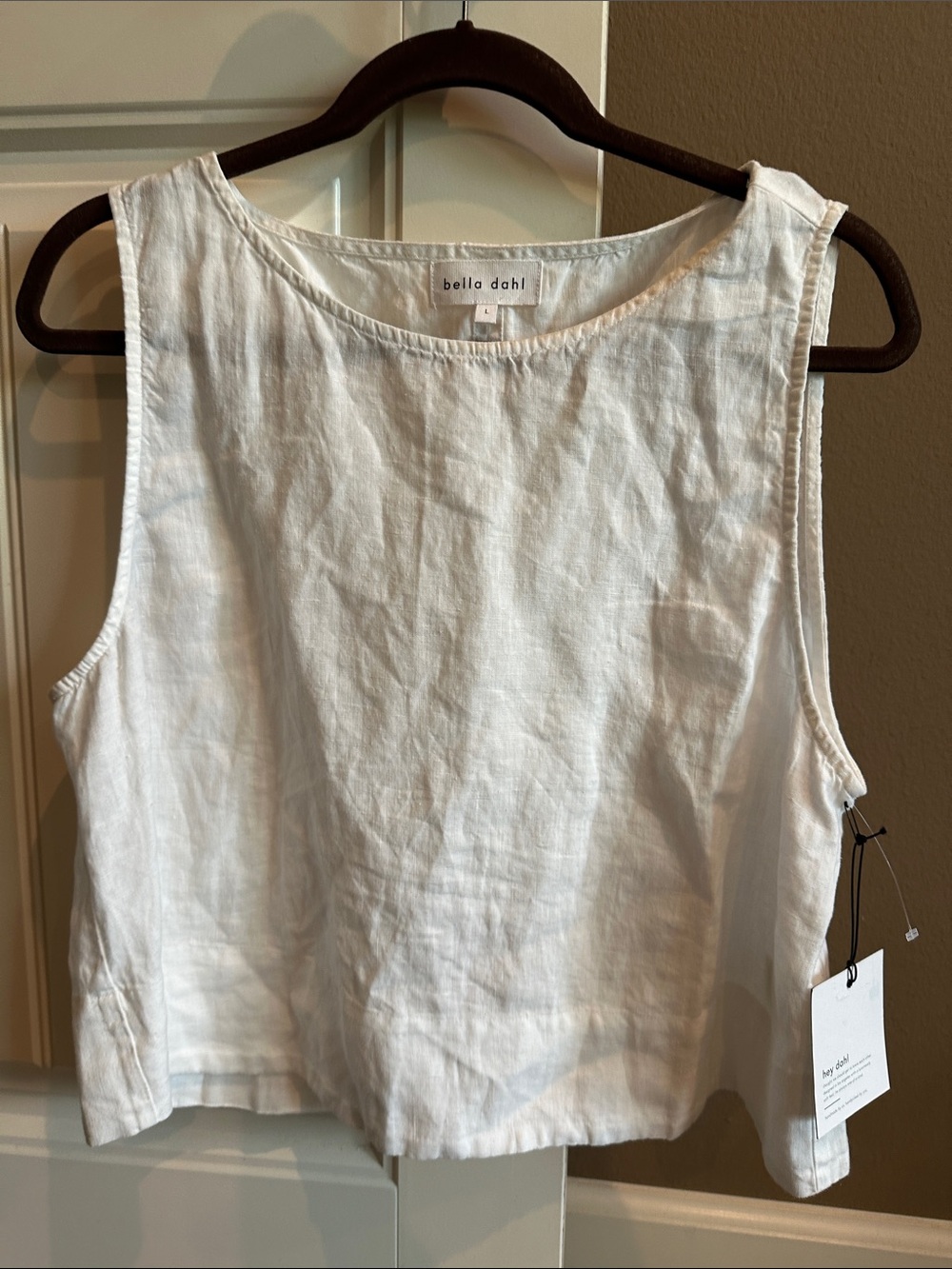 Bella Dahl White Linen Cropped Tank Top